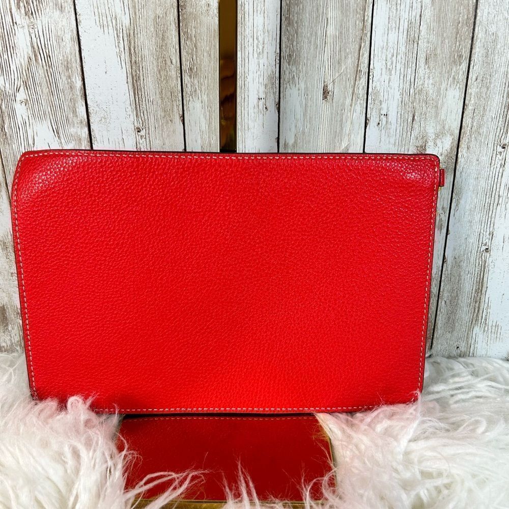 Tory Burch Red and Hot Pink Leather Clutch Pebble Leather, EUC​ - Picture 4 of 9